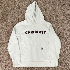 Carhartt Cream Hoodie with Black Chest Logo